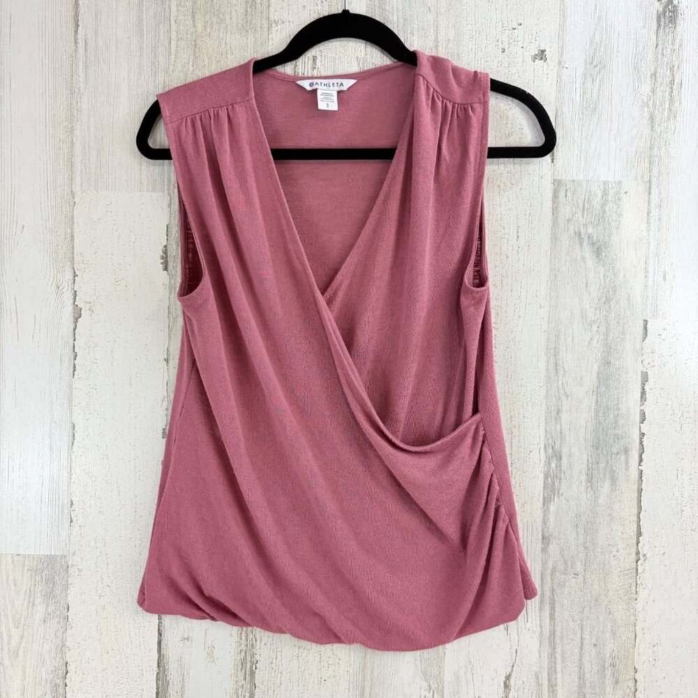 Athleta Breezy Wrap Tank Sz S Tawny Rose Lightweight Sleeveless Top V Neck